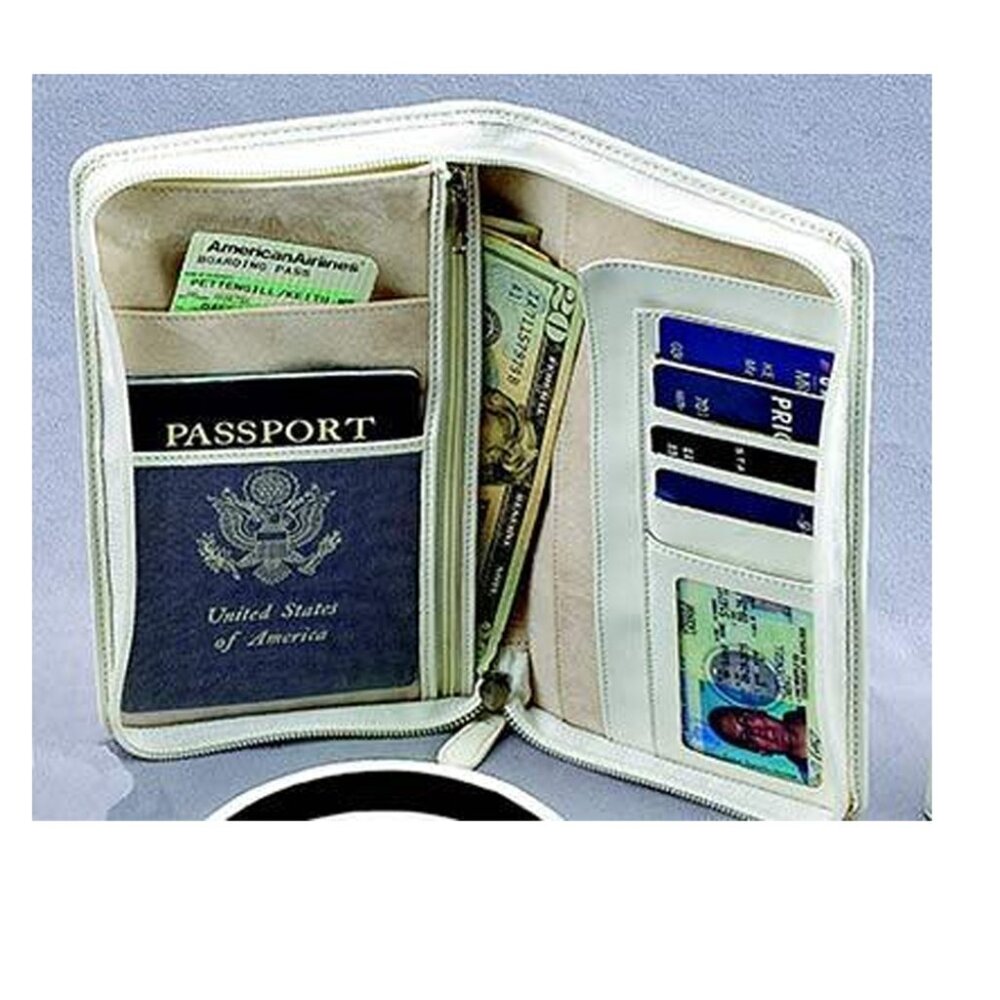 Travel Ticket and Passport Zippered White Case